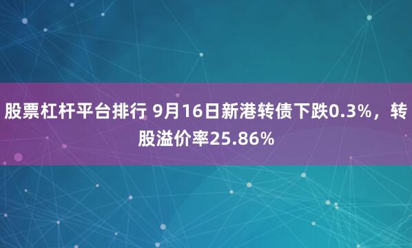 股票杠杆平台排行 9月16日新港转债下跌0.3%，转股溢价率25.86%